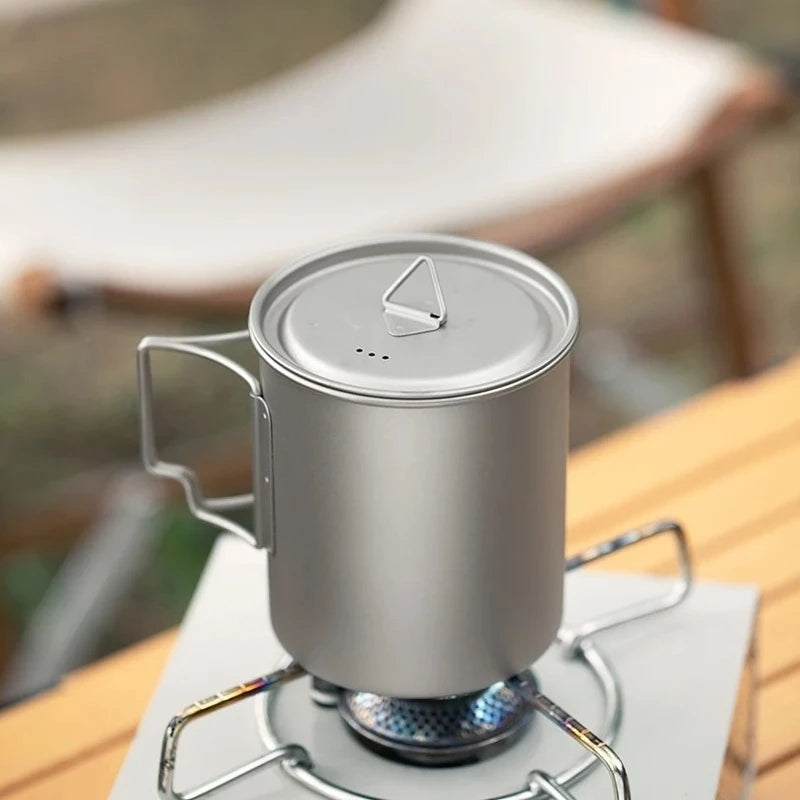 Outdoor Titanium Lightweight Portable Tea Coffee Cup Folding Handle