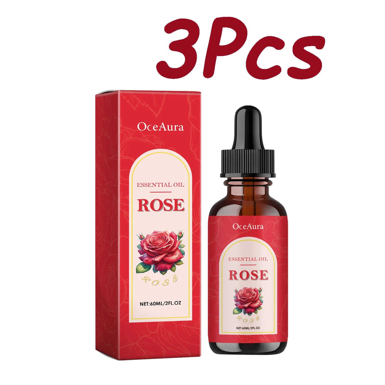 OceAura Rose Essential Oil – Moisturizing Face & Body Oil 60ml Face & Body Oil Zpaxo 3Pcs 60ml Boxed