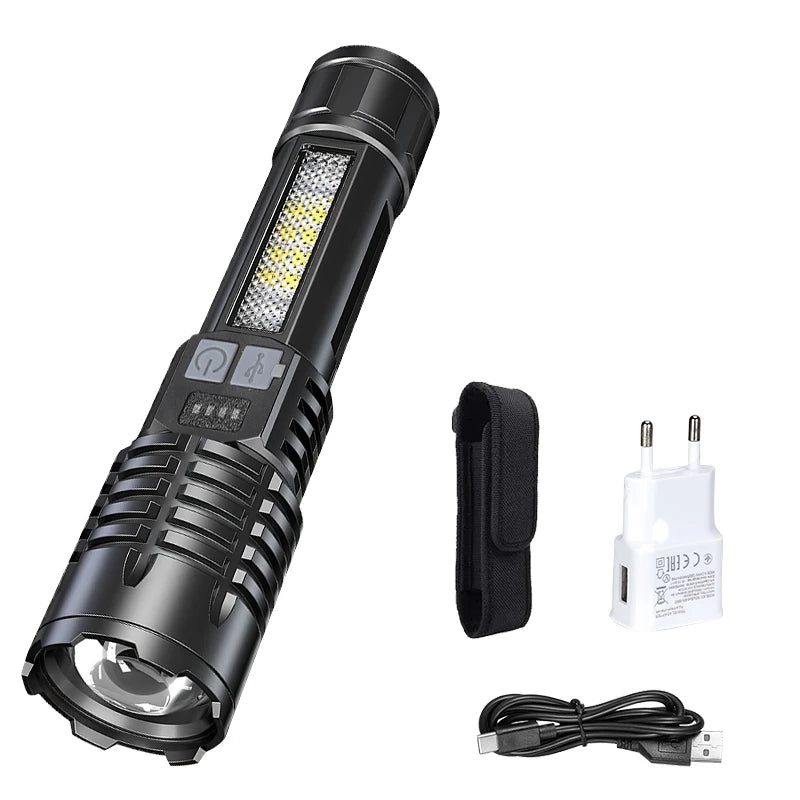 2000LM LED Flashlight – Type-C Rechargeable Zoom Tactical Torch