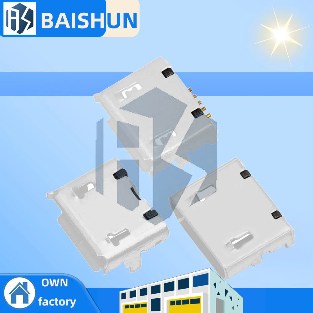 Tail Micro USB Charging Jack 5Pin PCB Mount Electrical Connector Zpaxo