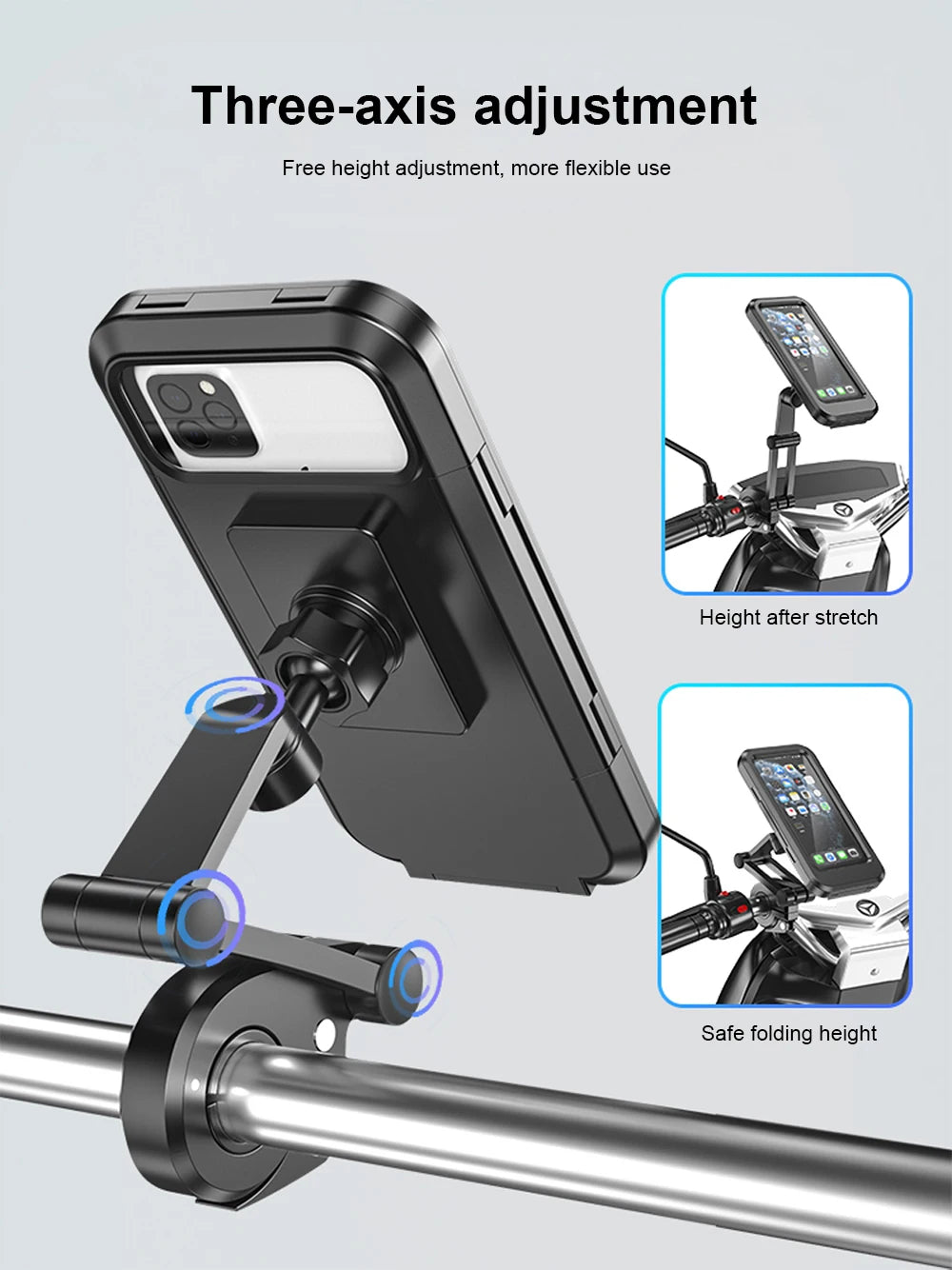 Waterproof Bicycle Mobile Phone Holder Support Universal Folding Motorcycle GPS 360°Swivel Adjustable Bike Cellphone Holder Zpaxo