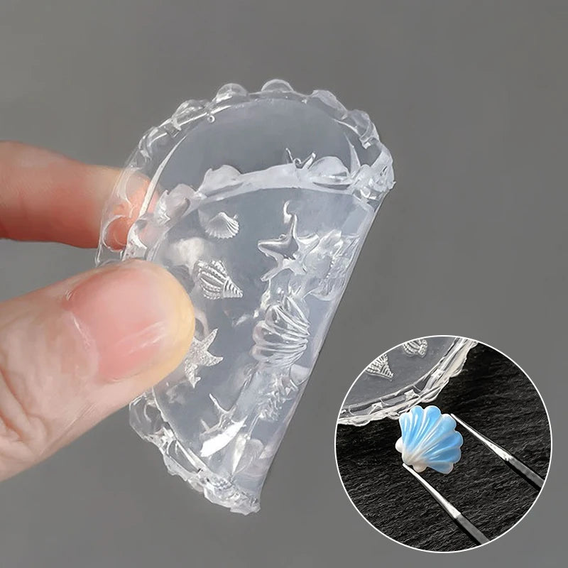 Summer Ocean Silicone Nail Art Mold 3D Carving Template Conch Zpaxo