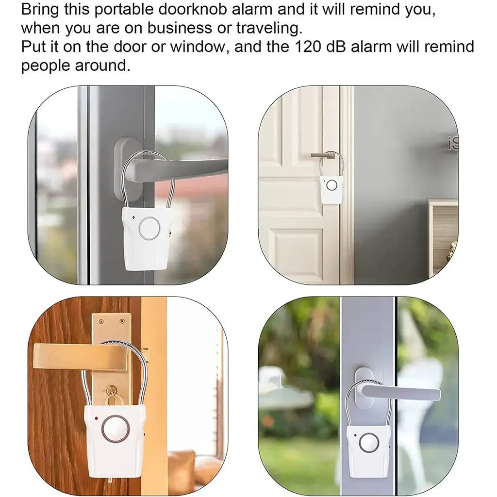 Smart Door Handle Alarm 110dB Security Adjustable Settings Portable Zpaxo
