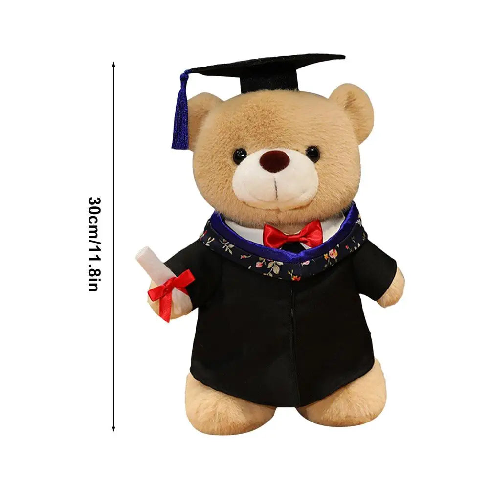 Graduation Stuffed Bear Soft Plush Toy Stuffed Animal With Gown Hat Cute Throw Pillow High School Home Decor For Preschool Zpaxo Blue United States