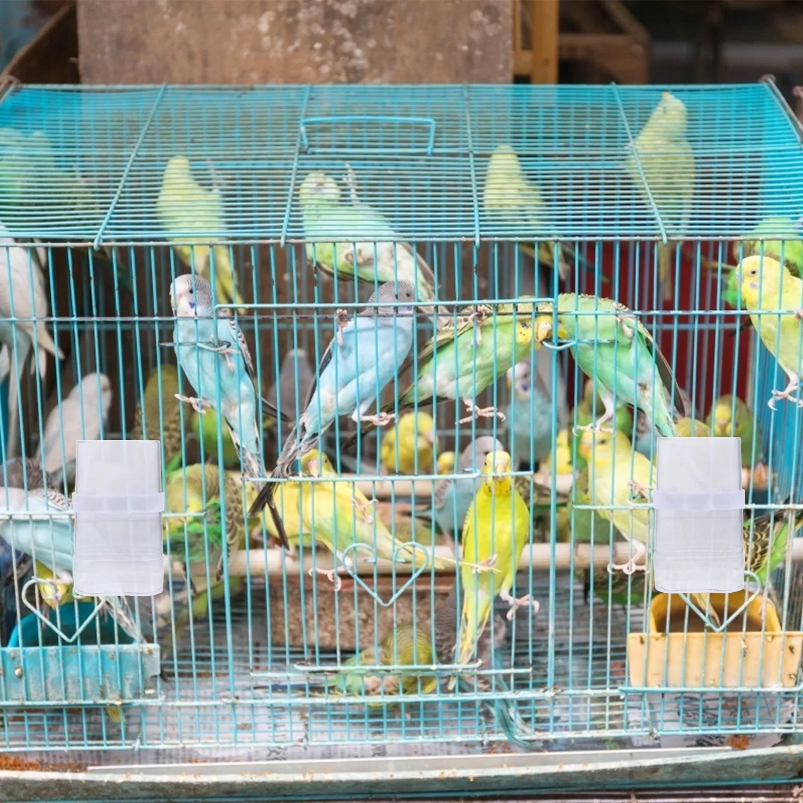 2Sets Automatic Bird Feeder Waterer Plastic Feeding Container Simple