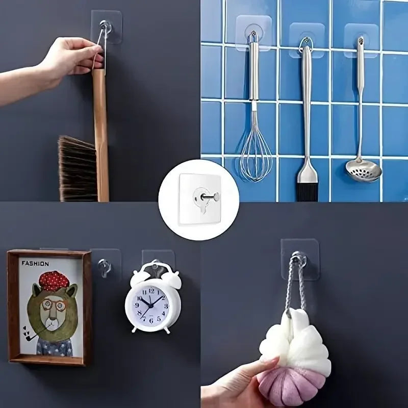 10/20 Pack Strong Adhesive Hooks Picture Frame Poster No Drilling Hooks Waterproof Kitchen Bathroom Accessories Screw Hooks Zpaxo