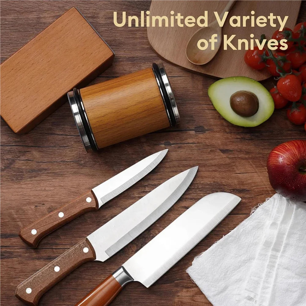 Rolling Knife Sharpener for Straight Edge, Knife Sharpener Kit with 15 & 20° Degree Magnetic Angle for Kitchen Knives Whetstone Zpaxo