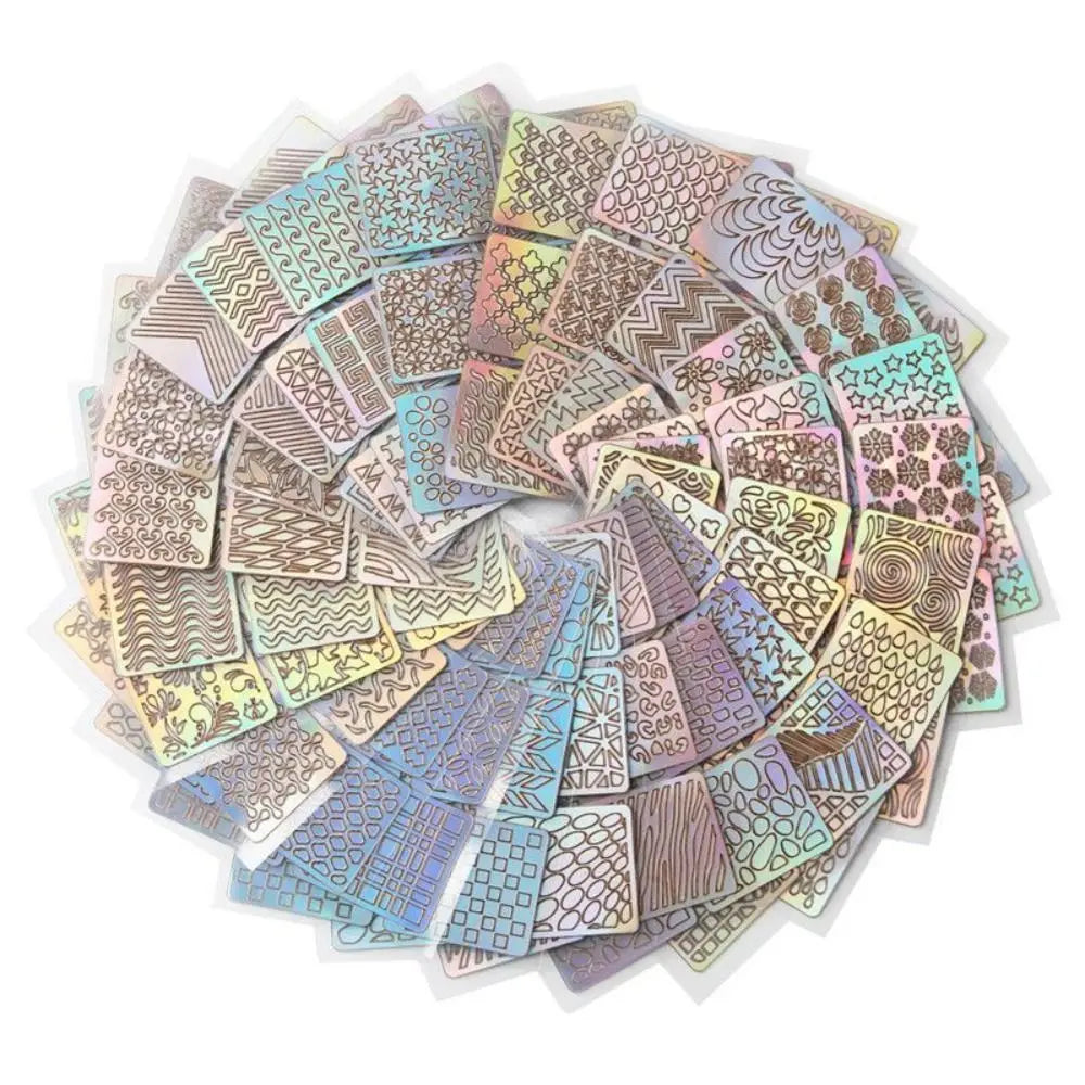 6 12 24 Laser Nail Sticker Hollow Adhesive Painting Template DIY Zpaxo