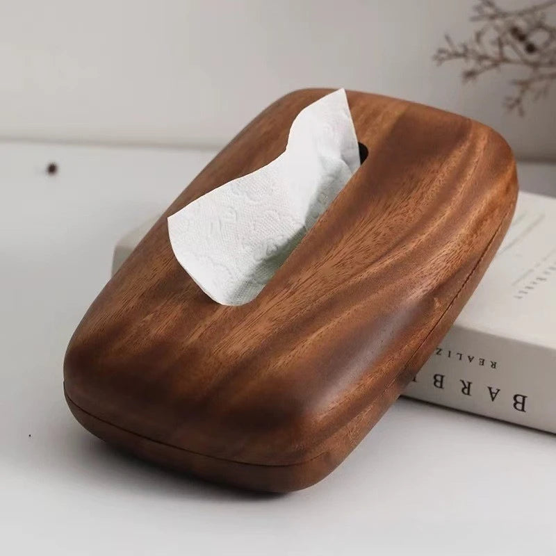 Chinese-Style Solid Wood Tissue Holder – Walnut Tabletop Box Wood Tissue Box Holder Zpaxo