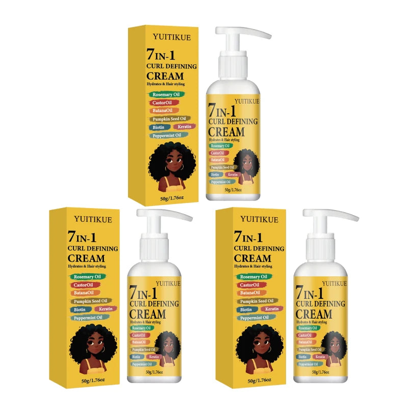 YUITIKUE 7-in-1 Curl Defining Cream – Bouncy Hydrated Curls Curl Defining Cream Zpaxo 3pc