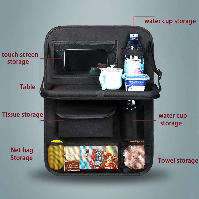 Car Backseat Organizer Tablet Holder Storage Foldable Table Tray Seat