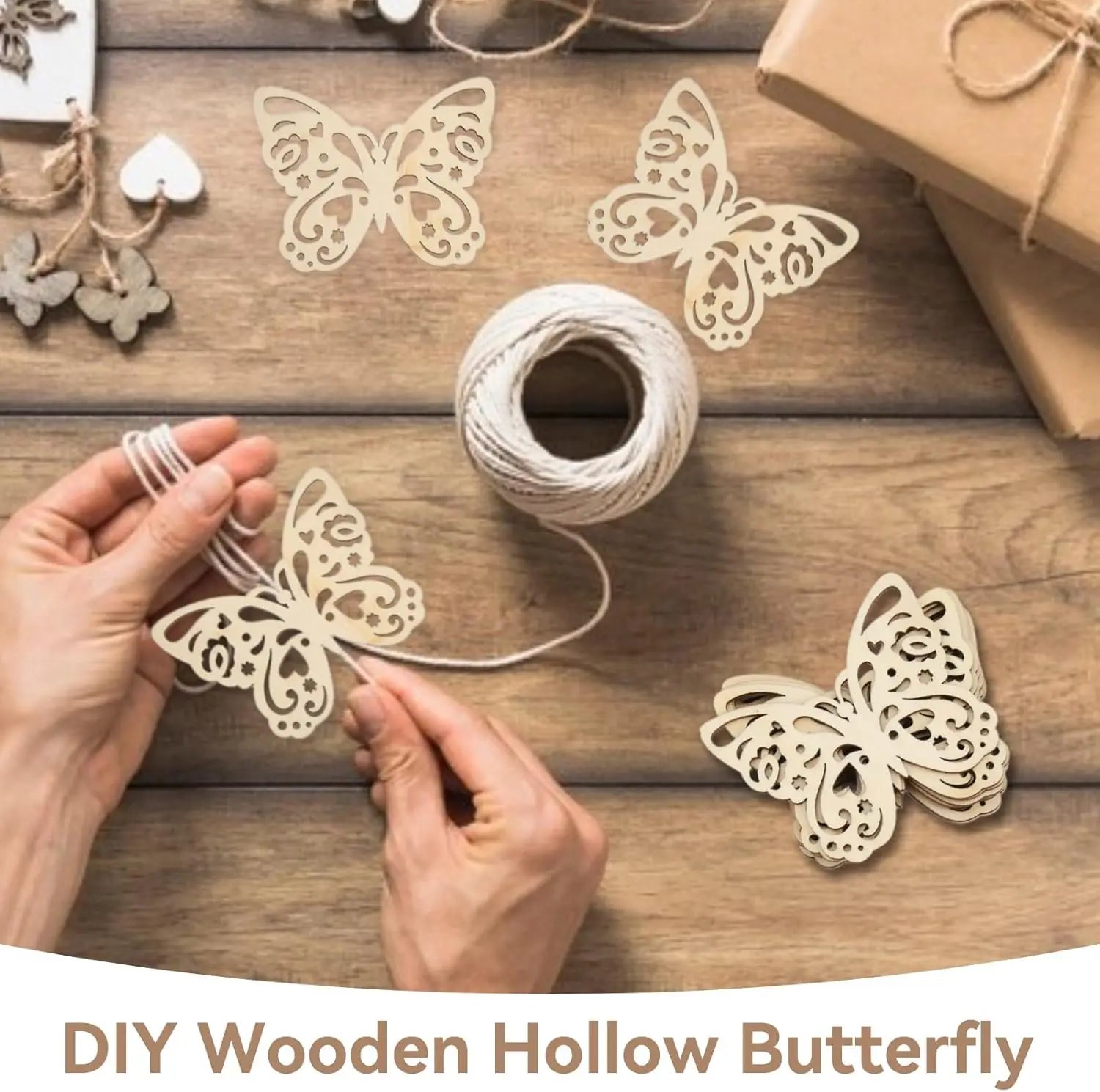 10pcs Unfinished Wooden Butterfly Blank, Wood Cutouts Hollow Butterfly Shaped Ornaments for DIY Art Crafts Home Decorations Zpaxo
