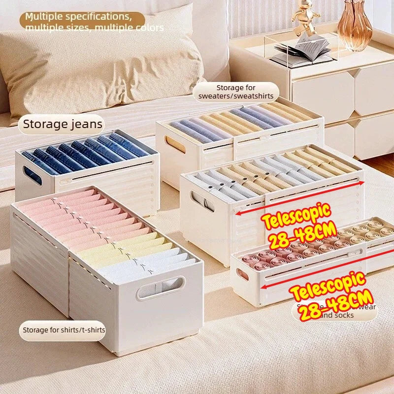 Telescopic Storage Box Multi-functional Storage Drawers Wardrobe Organizer and Locker Jeans Wardrobe Clothes Drawer Organizer Zpaxo