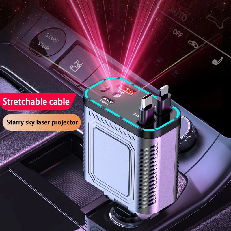 1 Retractable Car Charger Mobile Phone USB PD C Cable Iphone Fast Zpaxo