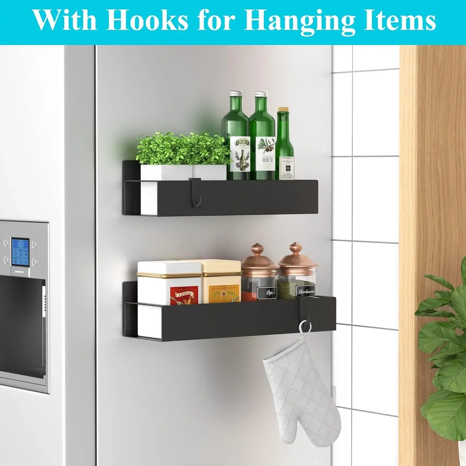 1/2/4pcs Refrigerator Magnetic Shelf Spice Sundry Side Storage Rack Hanging Basket Space Saving Kitchen Organizer Zpaxo