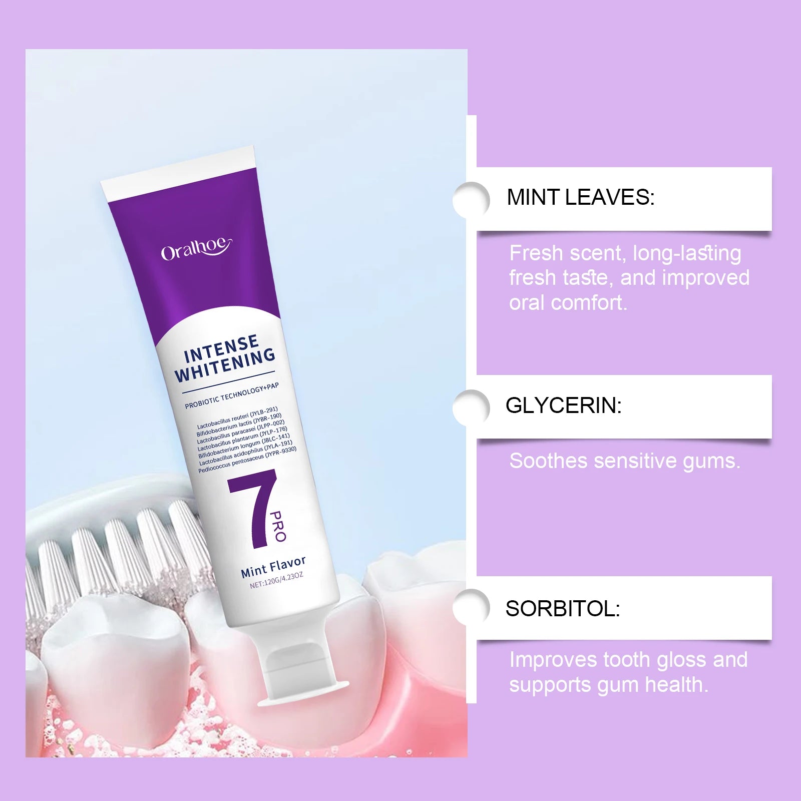 Purple Hydroxyapatite Whitening Toothpaste Removal Plaque Stain Dental Bleaching Cleaning Oral Hygiene Fresh Breath Toothpaste Zpaxo