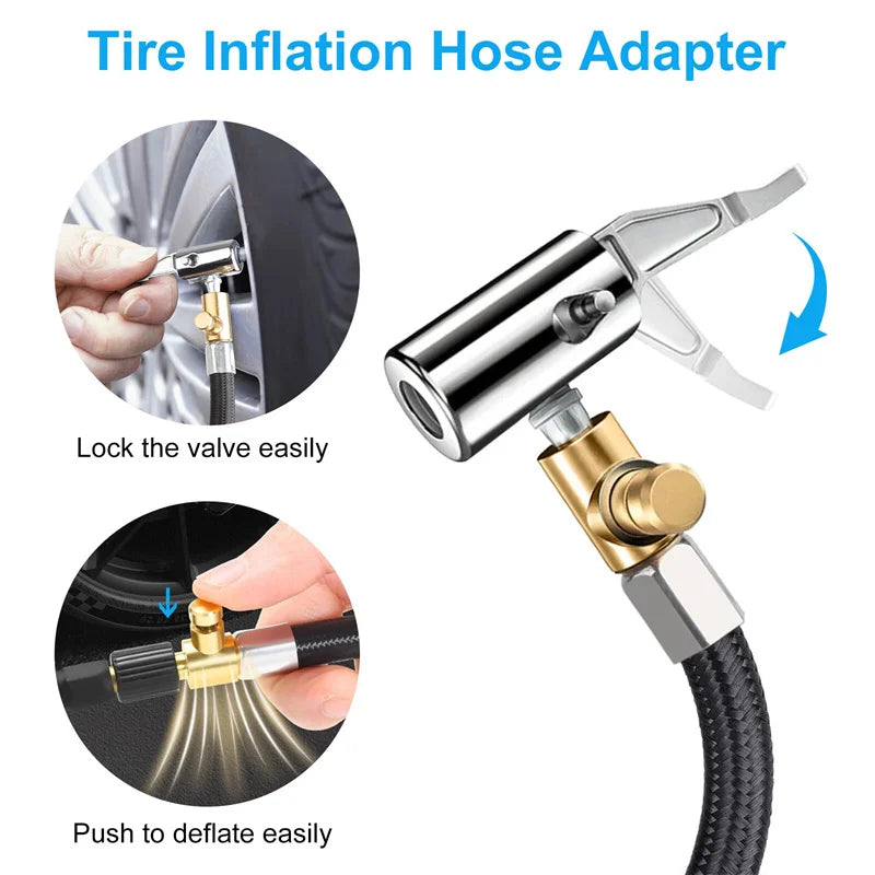 31" Flexible Tire Inflator Hose Extension – 90° Lock-On Chuck Kit