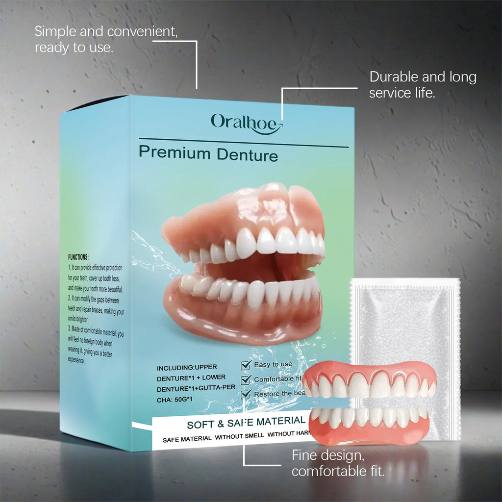 Realistic Natural Denture Set – Comfortable & Secure Fit Cosmetic Denture Set Zpaxo