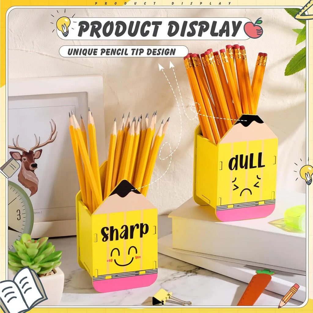 Pencil Dispenser Wooden Cute Desk Organizer Sharp Blunt Holder