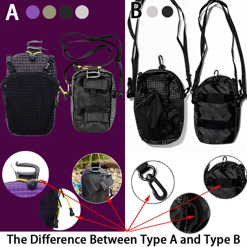 Nylon Water Bottle Holder Phone Pocket Adjustable Shoulder Pouch