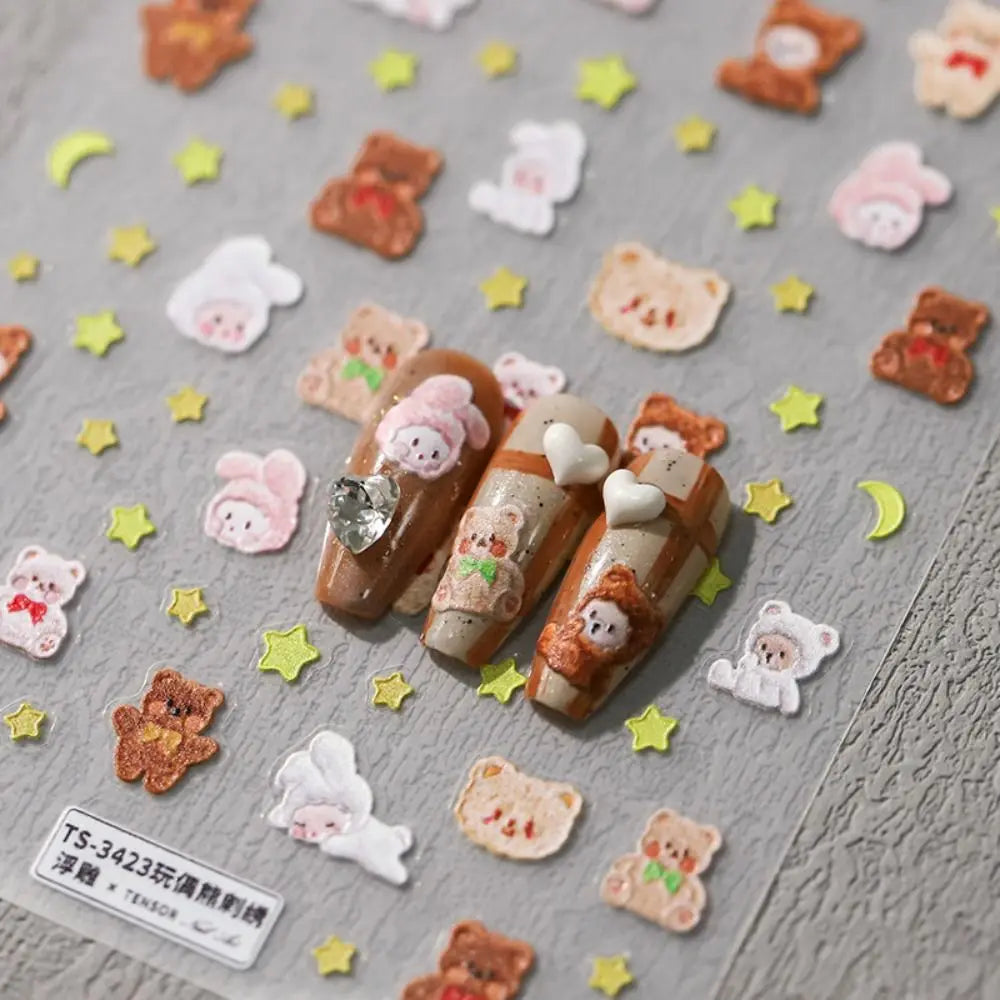 5D White Flower Nail Stickers Charm Simple Floral Petal Sticker Zpaxo