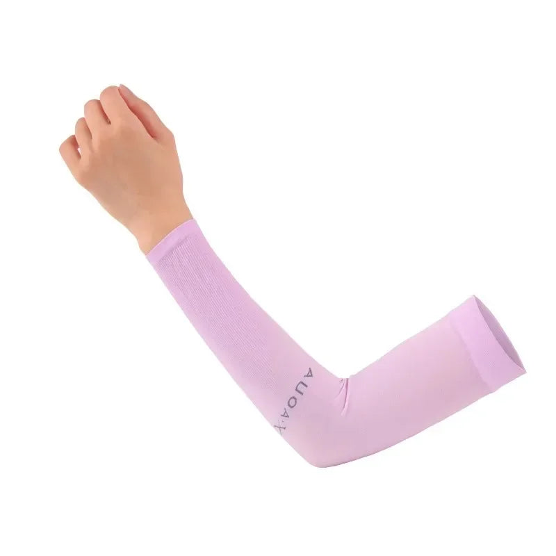 Ice Silk UV Arm Sleeves – Fingerless Sun Protection Cover