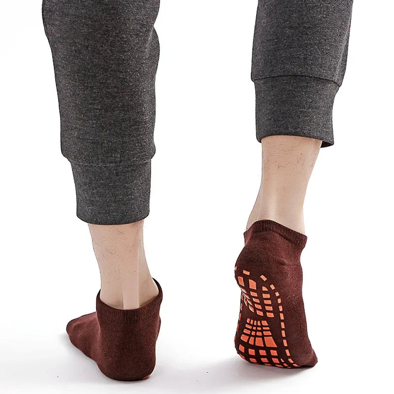 Indoor Yoga Pilates Trampoline Women's Socks Adult/Children Silicone Non Slip Cotton Socks Floor Foot Massage Ankle Socks Zpaxo brown M 30-34