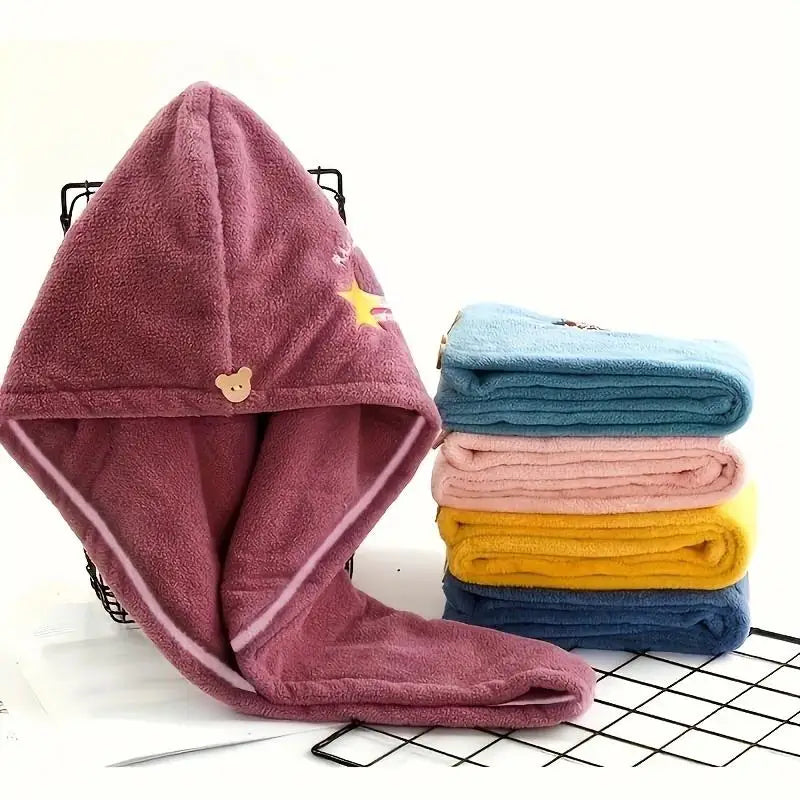 Quick-drying microfiber hair towel & shower cap headscarf, super absorbent unisex, soft polyester nylon. Zpaxo