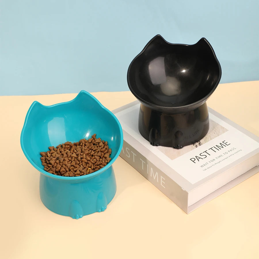 Elevated Cat Bowl Tilted Raised Pet Feeding Dish Neck Protection