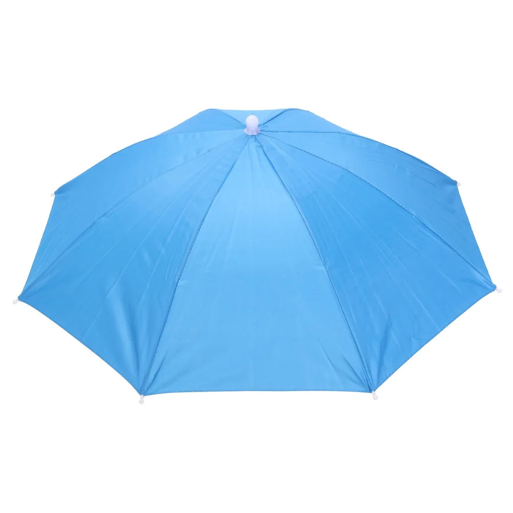 Headworn Umbrella with Elastic Band Anti-Rain Headwear Brolly Cap Waterproof Sunscreen Hat Umbrella Universal for Camping Hiking Zpaxo 65CM-Dark Blue