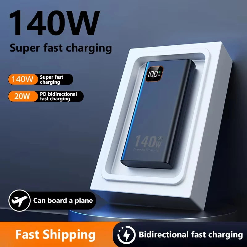 New 500000mAh Power Bank 140W Super Fast Charging Powerbank Portable External Battery Charger for iPhone Huawei Samsung Xiaomi Zpaxo