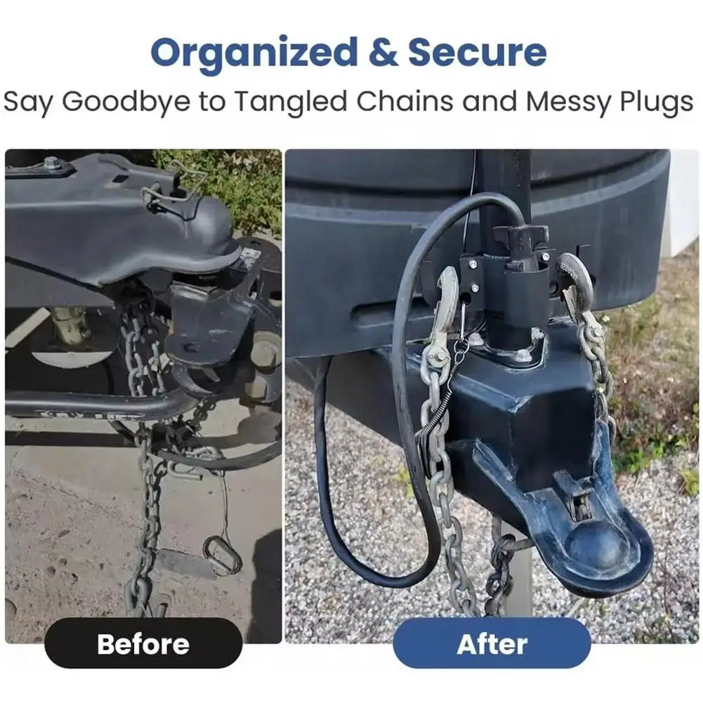 Trailer Chain Organizer – 7-Pin Plug Holder for RVs & Campers Trailer Hitch Organizer Zpaxo