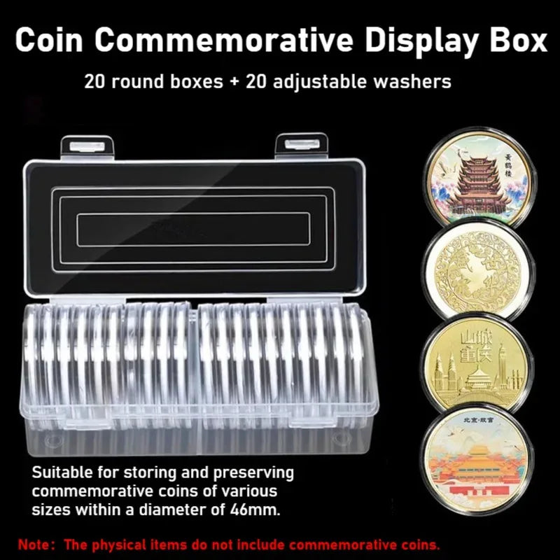 20-Piece Commemorative Coin Collection Box Protection Storage