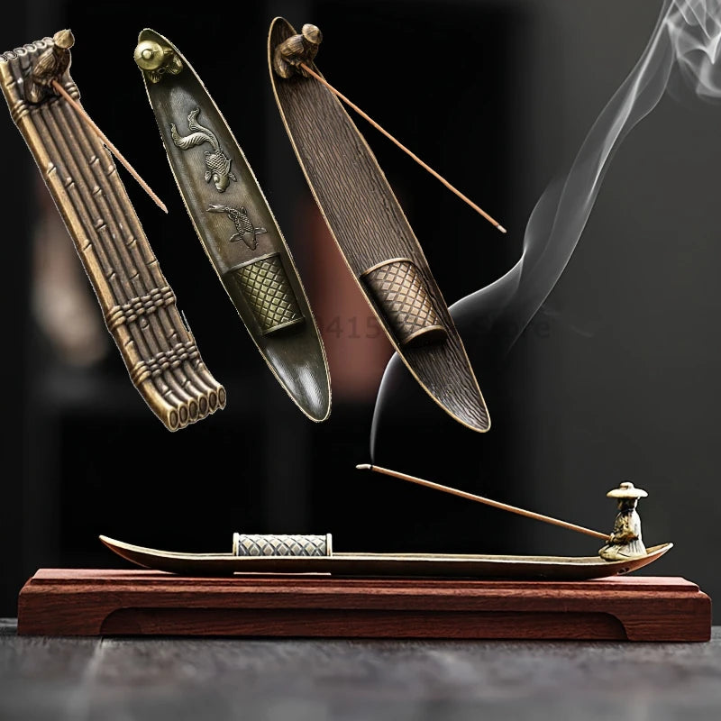 Creative Incense Holder Aromatherapy Ornament Incense Holder Boat Old Men Fishing Japanese Style Incense Stick Burner Home Decor Zpaxo