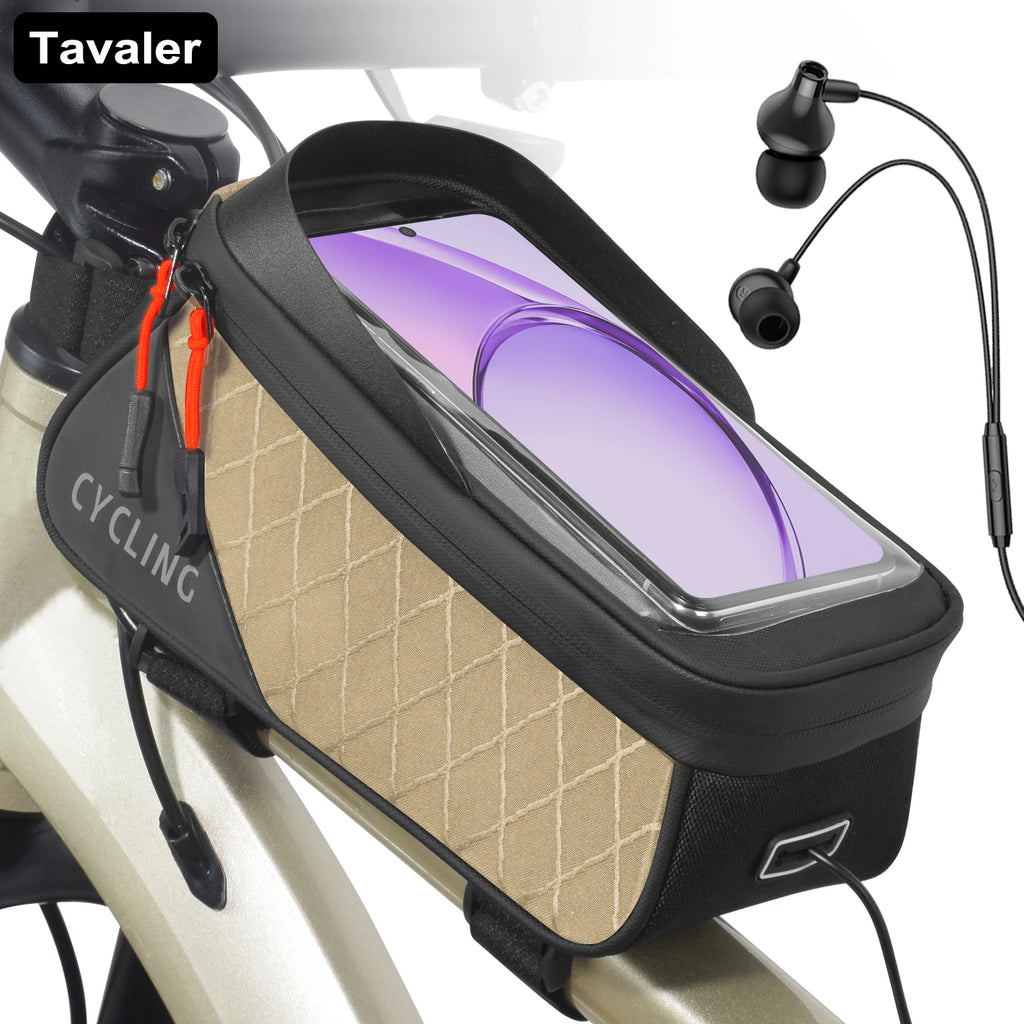 New Bicycle Saddle bag Phone Touch Screen Bag Triple Stable Touchscreen Cycling Phone Holder With Cable Port Dual Zipper Cyclin Zpaxo off-white 02F