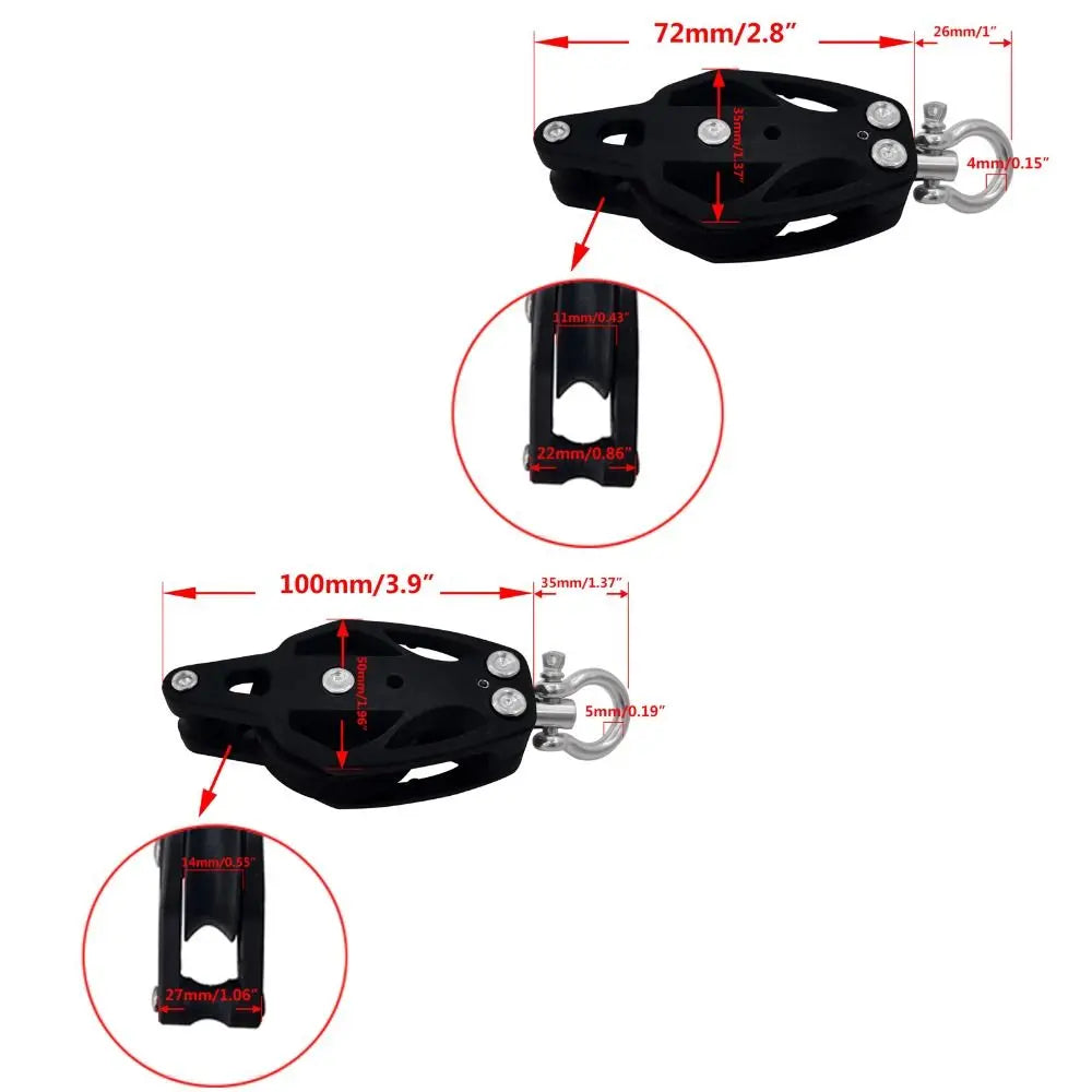 Nylon Stainless Steel Pulley Block Smooth Bearing Efficient Design Zpaxo