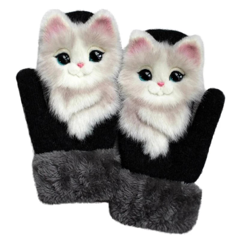 Cartoon Gloves Kids Knit Winter Mittens Kid Animal Plush Mitts Zpaxo