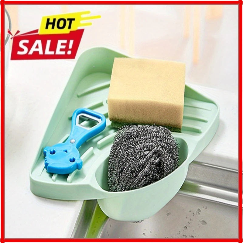 Kitchen Sink Triangle Organizer – Sponge & Utensil Drain Rack Sink Corner Organizer Zpaxo