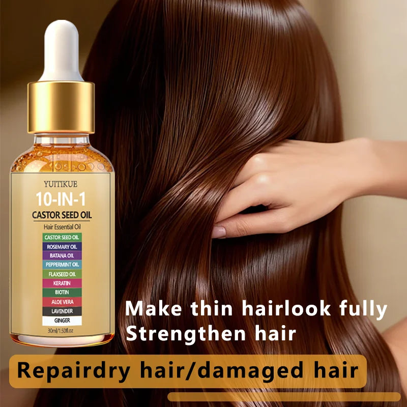 YUITIKUE Castor Oil Hair Serum – 10 Natural Oils Blend, 30ml Hair Oil Serum Zpaxo