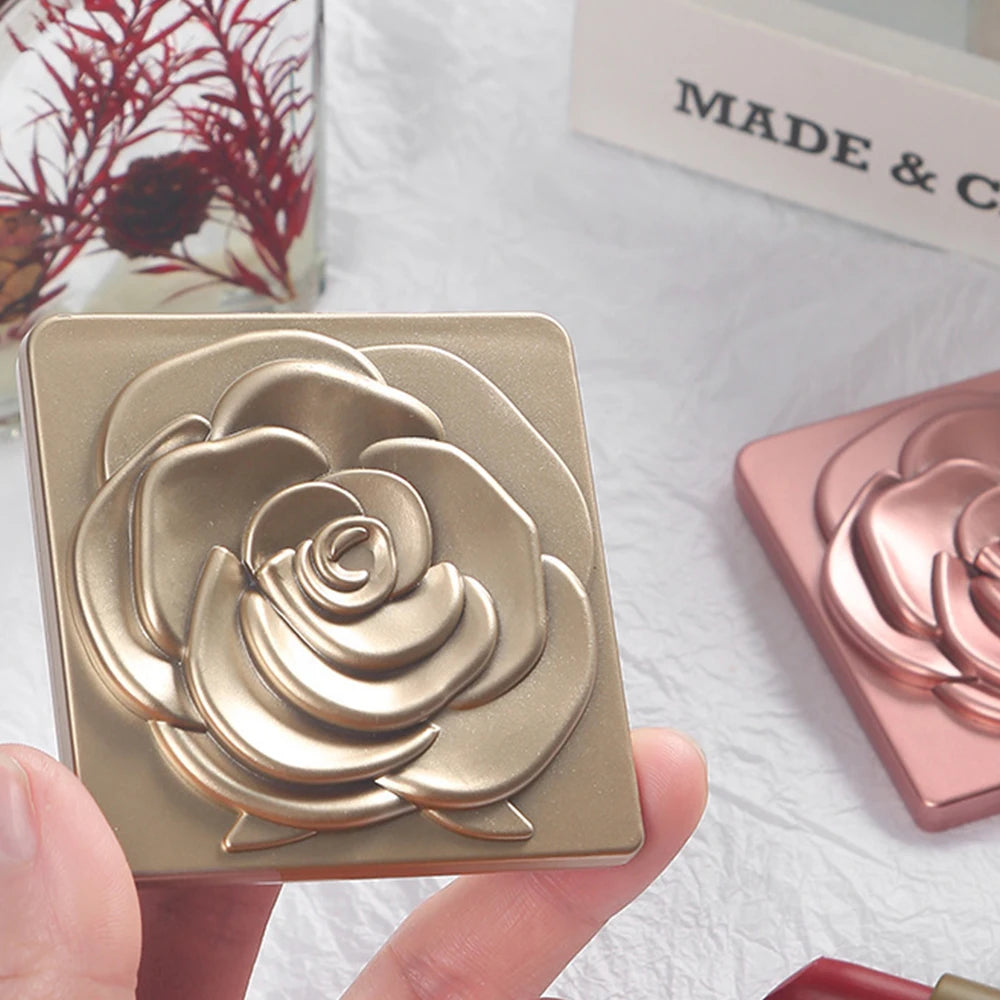 Rose Compact Mirror Square Travel Portable Makeup Mirror Double-Sided Cosmetic Mirror Gifts for Wedding Bridal Shower Party Zpaxo
