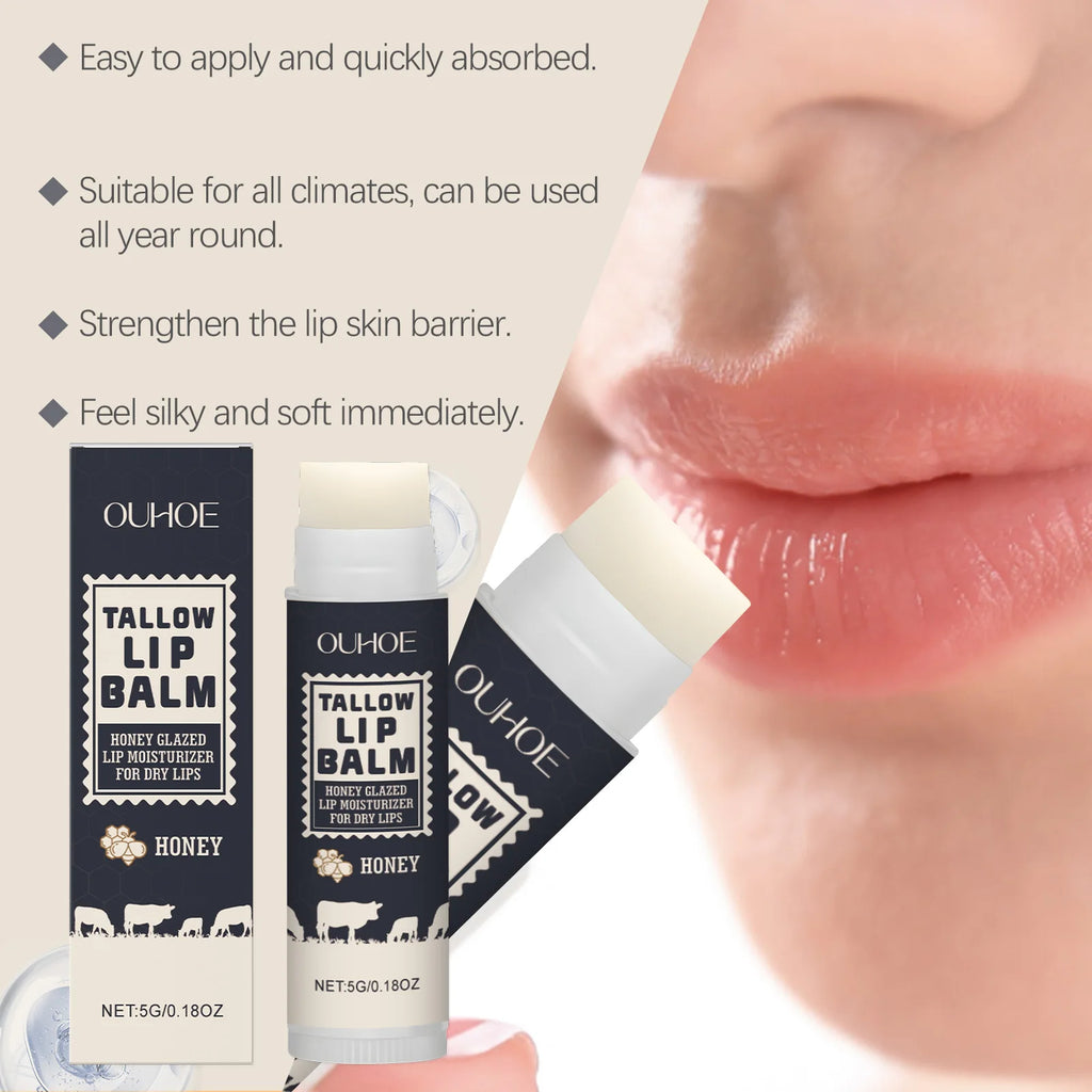 Tallow Lip Balm – Fades Lip Lines & Deeply Moisturizes Nourishing Lip Balm Zpaxo