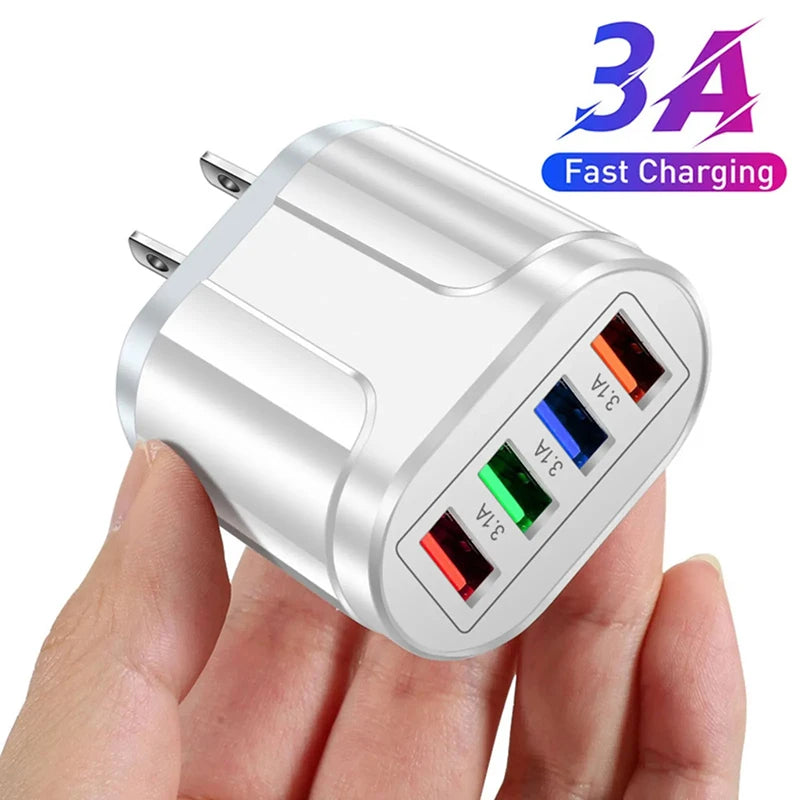 4 USB Charger Fast Charger 3A QC 3.0 Wall Charging For iPhone Samsung Huawei Xiaomi Mobile 4 Port EU US Plug Wall Phone Adapter Zpaxo