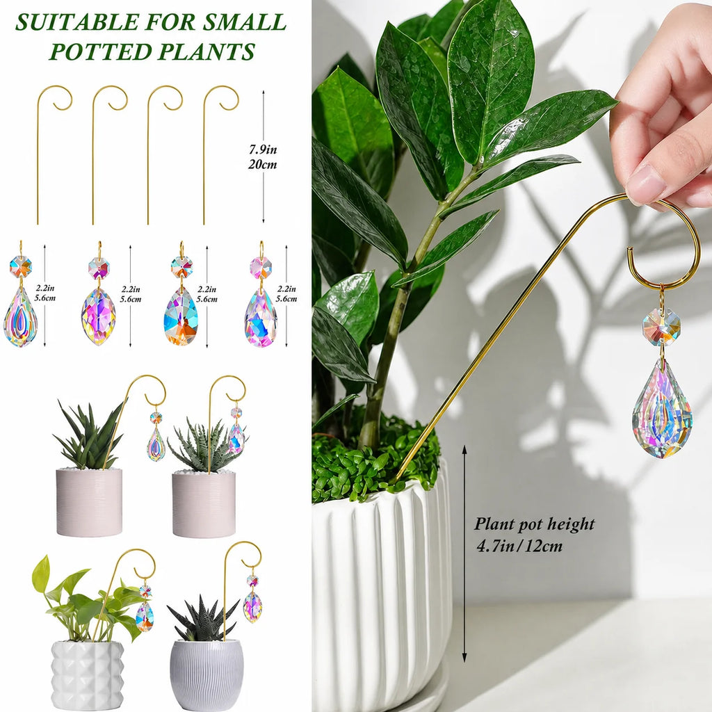4-Pack AB Crystal Suncatchers with Stakes – Plant Pot Decor Garden Suncatcher Set Zpaxo
