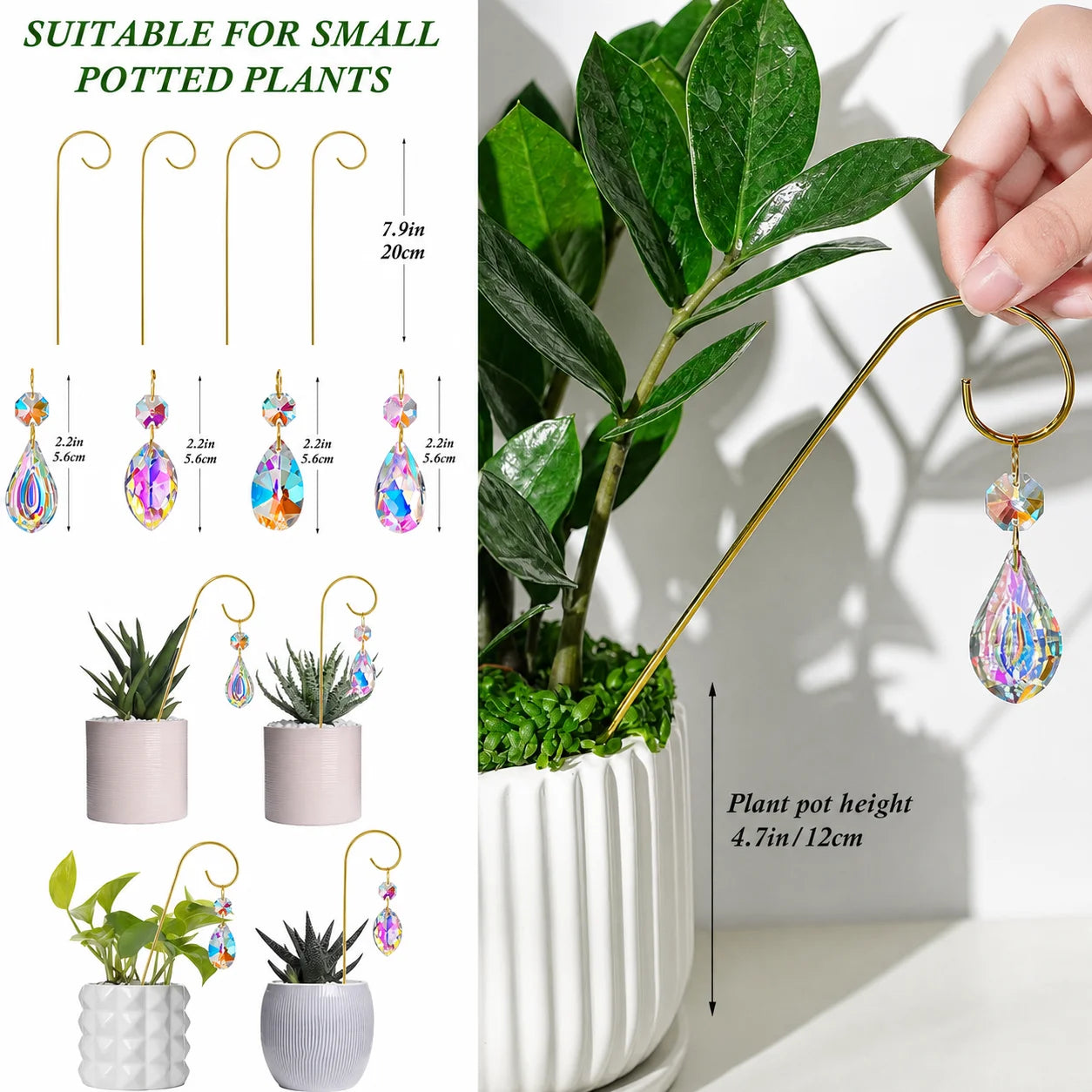 4-Pack AB Crystal Suncatchers with Stakes – Plant Pot Decor Garden Suncatcher Set Zpaxo