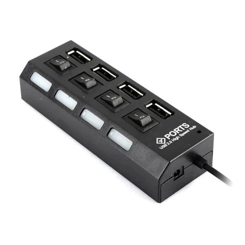 4-Ports USB 2 0 Hub Extension Splitter Independent LED Switch Control