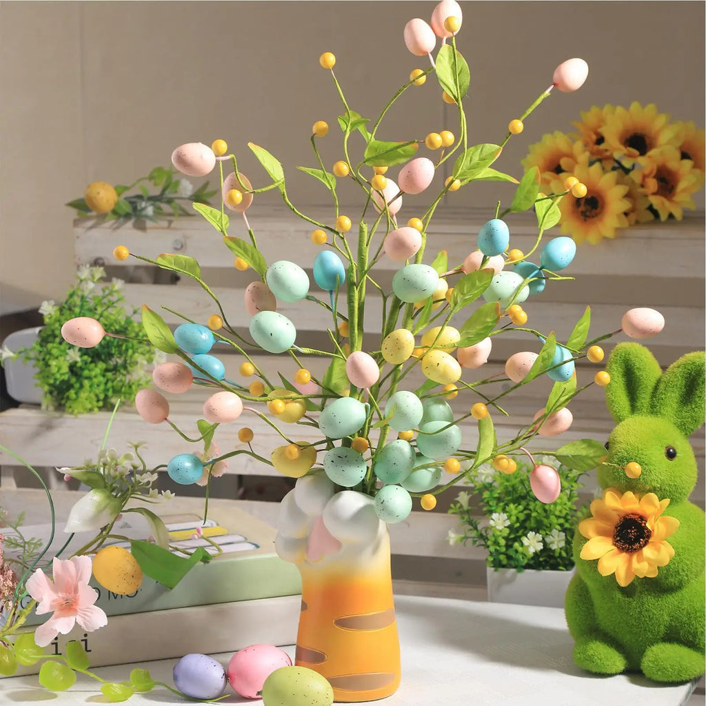 Easter Artificial Flowers Foam Spring Stems Eggs Fake Flower