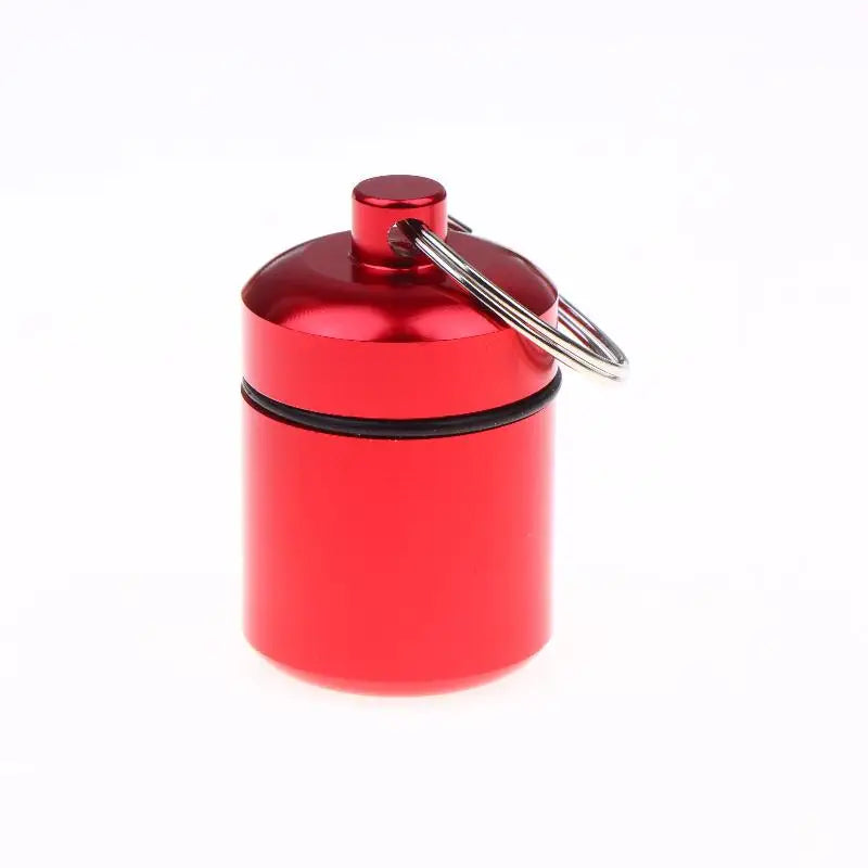 CMAluminum Alloy Pill Case Keychain Portable Waterproof Mini Storage Zpaxo Red