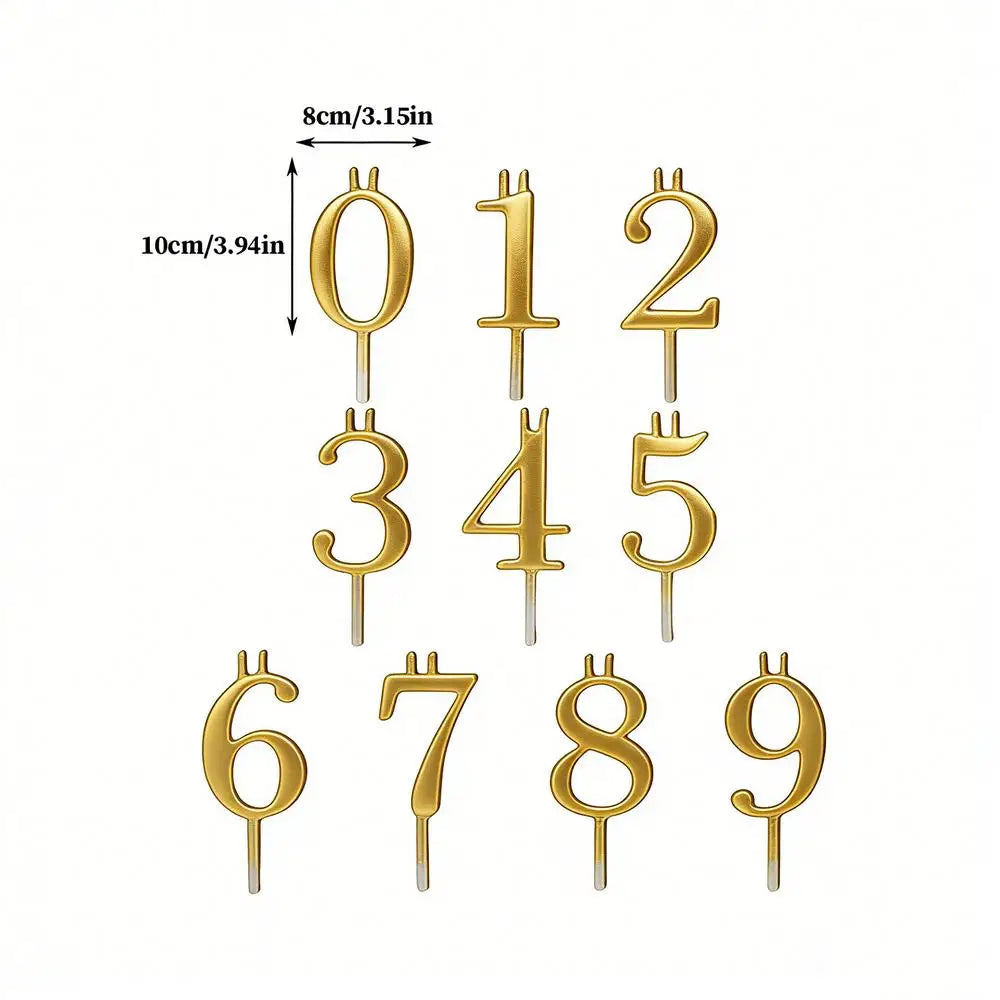 Number Candle Holders 0–9 | Birthday Cake Topper Set Birthday Candle Holder Zpaxo gold