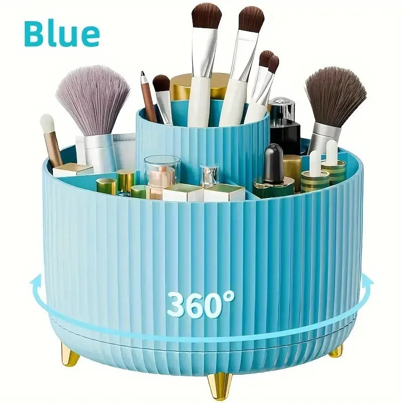 5-Slot 360° Rotating Makeup Brush Holder & Desk Organizer Makeup Brush Organizer Zpaxo 360 Blue