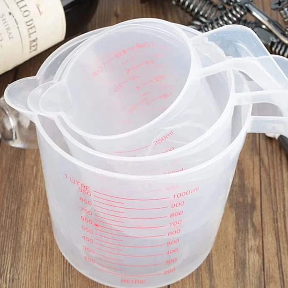3Pcs 250/500/1000ML Plastic Measuring Cups Set Kitchen Baking Tools Liquid Measuring Tool Zpaxo
